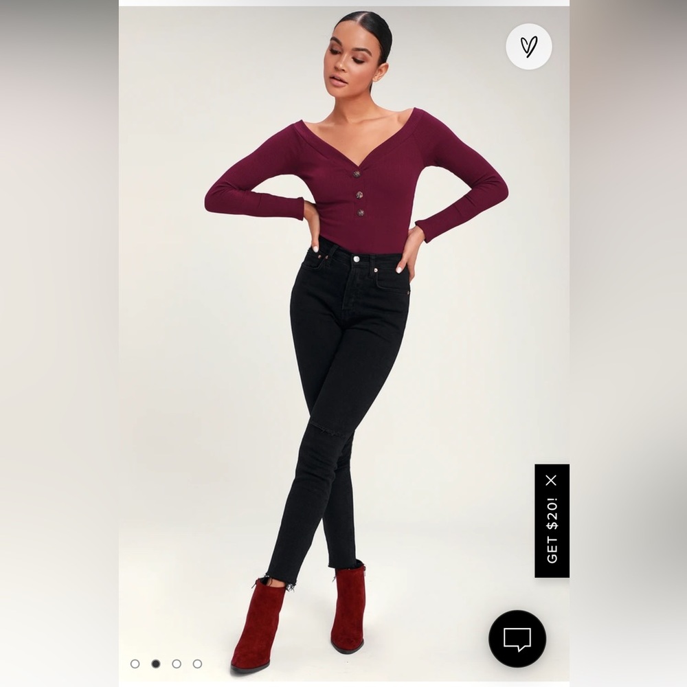 Burgundy Lilyth Off the Shoulder Lulus Bodysuit